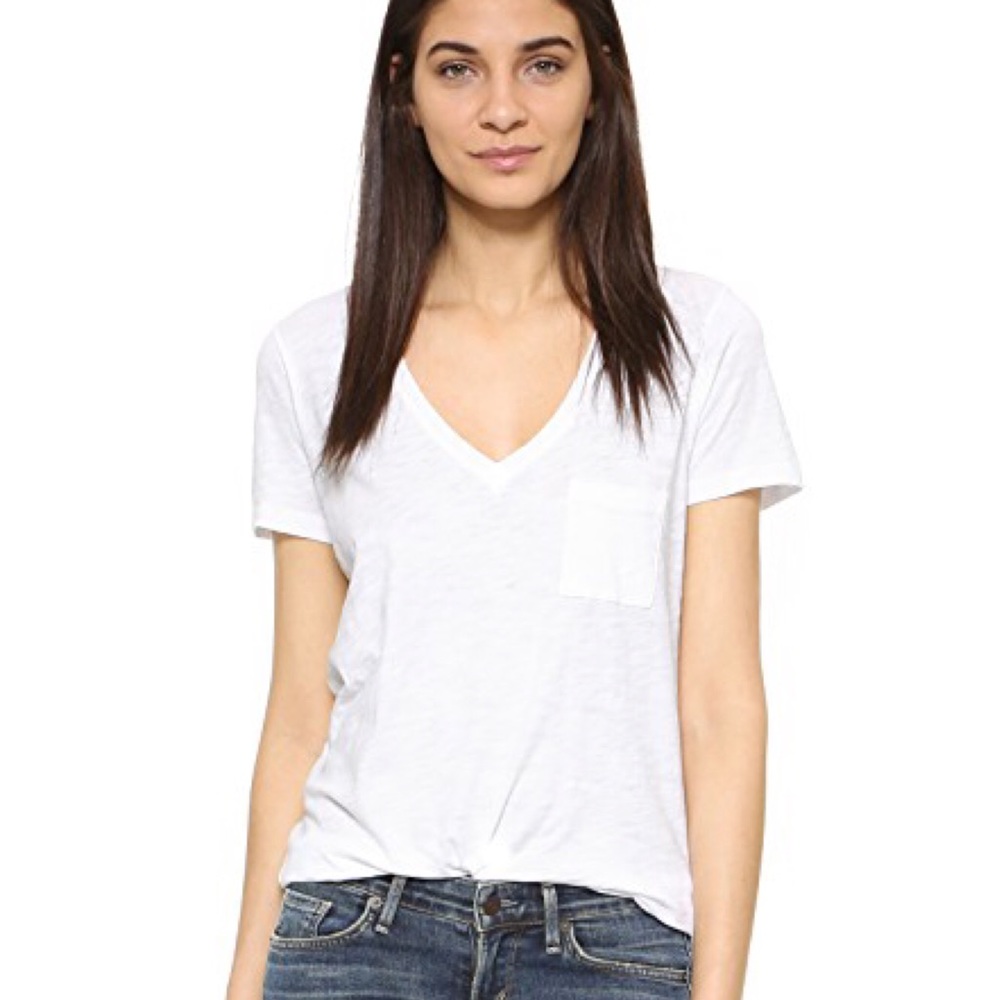 Madewell Whisper Cotton V-Neck Pocket Tee in White